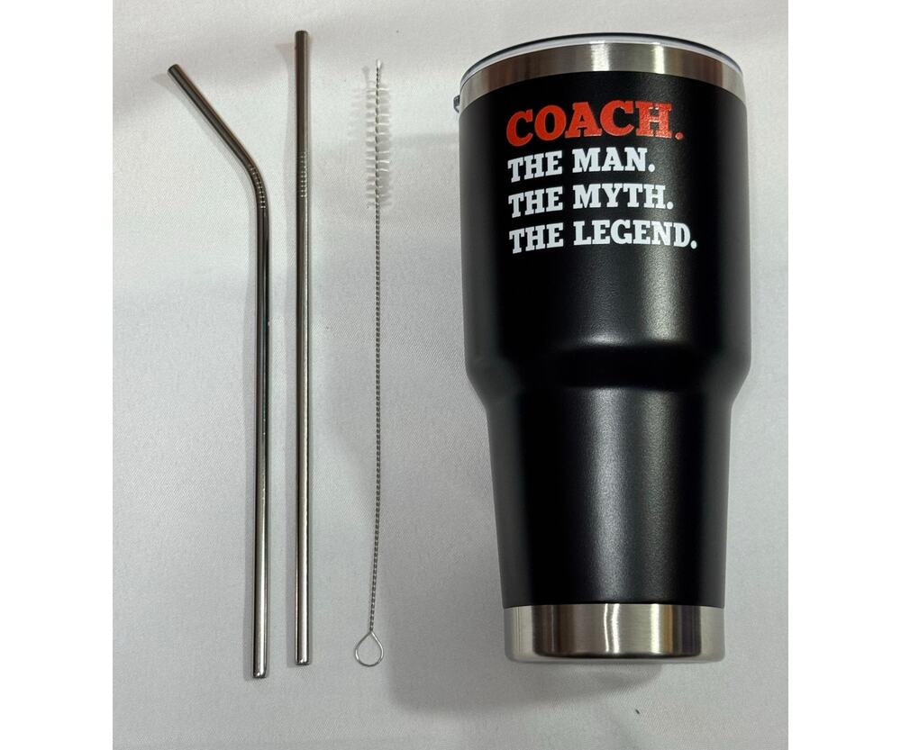 Panvola Coach Stainless Steel Tumbler The Man The Myth The Legend with straws